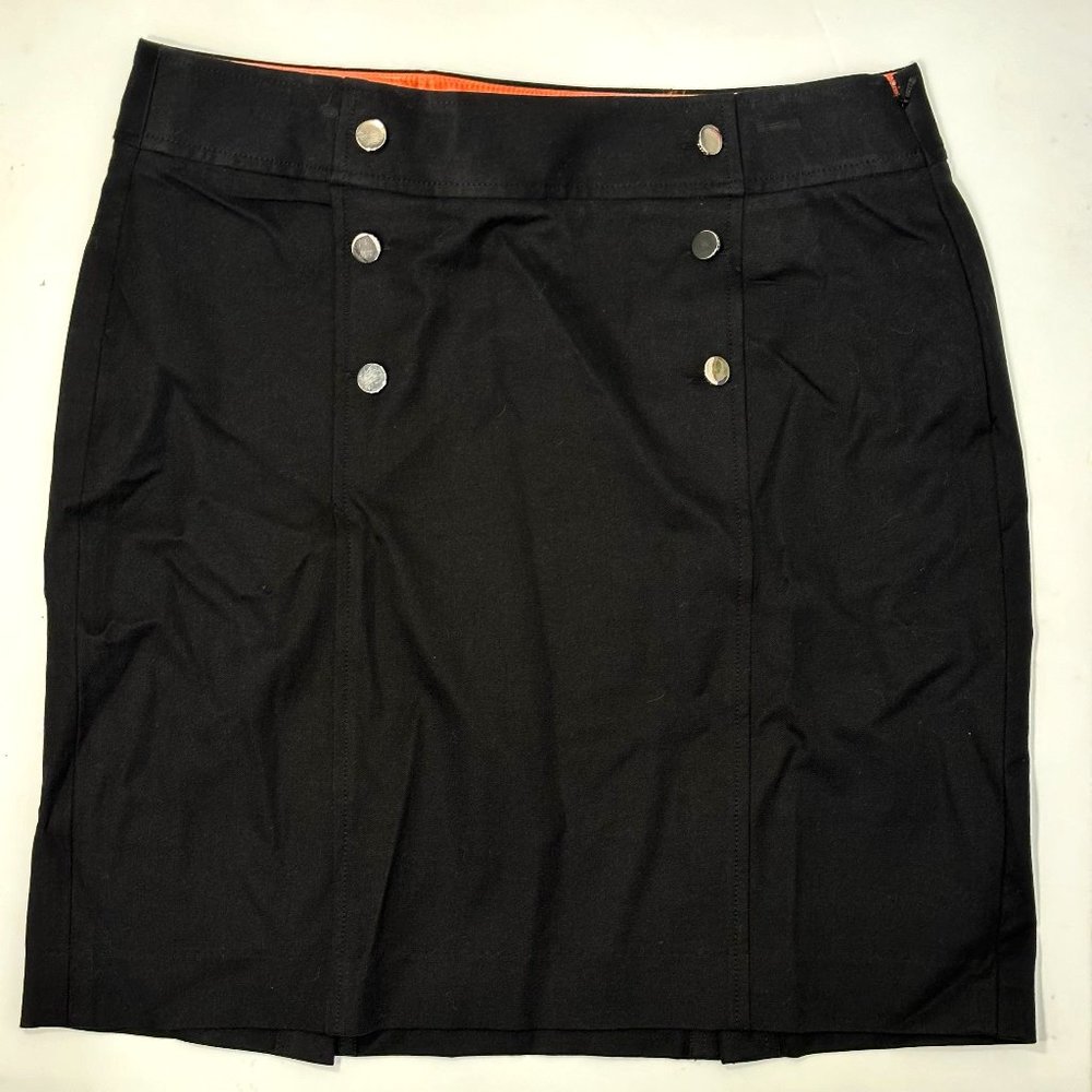 Banana Republic black Sloan Pencil Skirt Silver Button Sailor |size 12 NWT